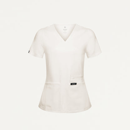 Kass Slim 4-Pocket UltraSOFT™ Scrub Top - Frost