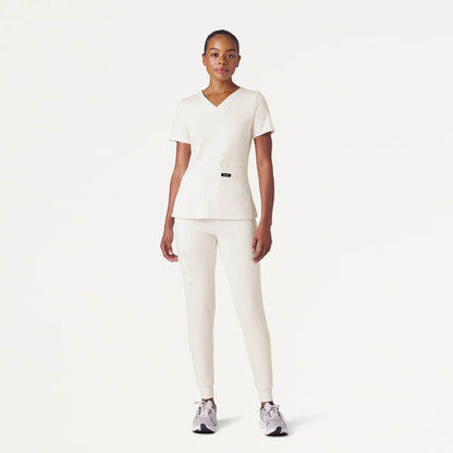 Kass Slim 4-Pocket UltraSOFT™ Scrub Top - Frost
