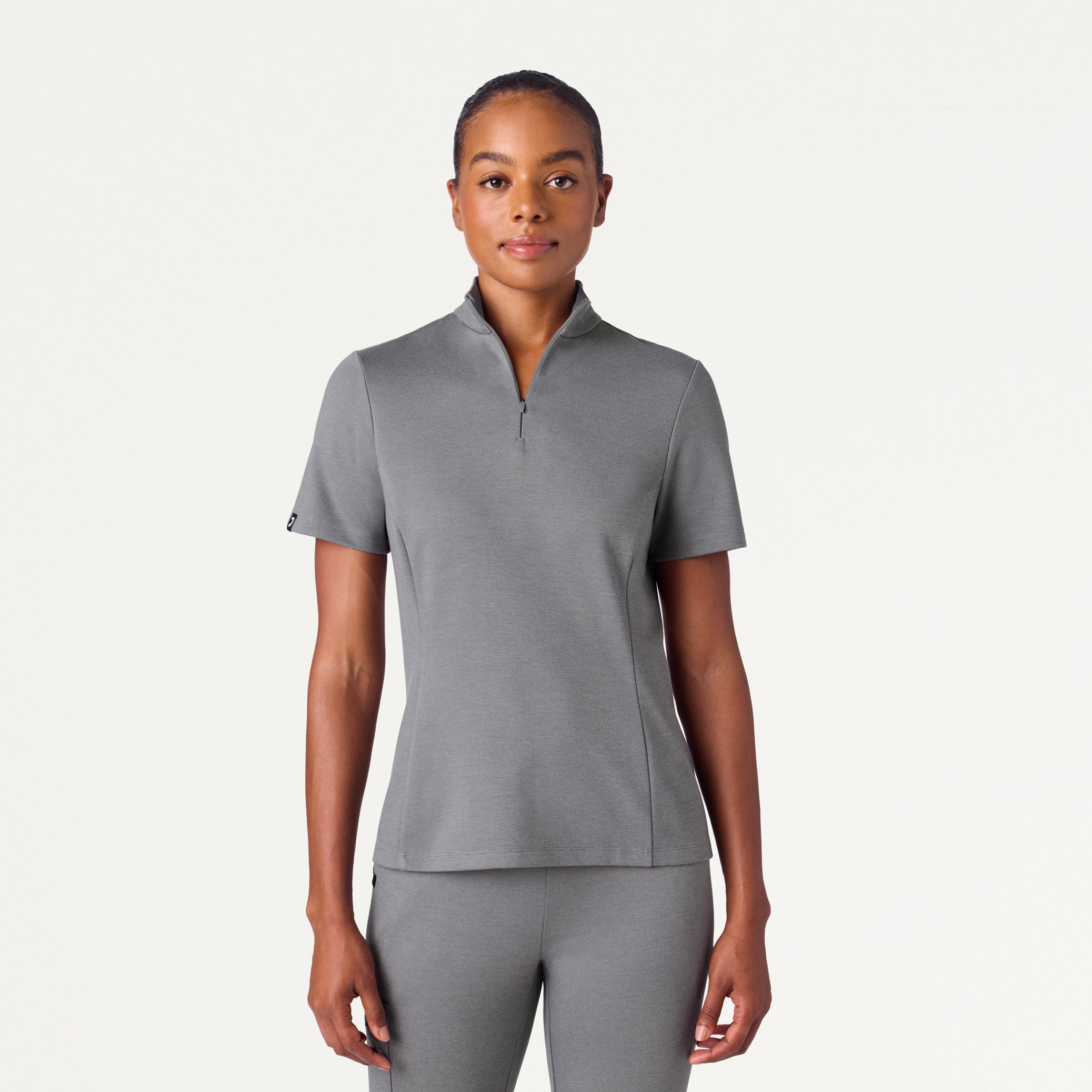 Astra Slim Half-Zip UltraSOFT™ Scrub Top - Graphite