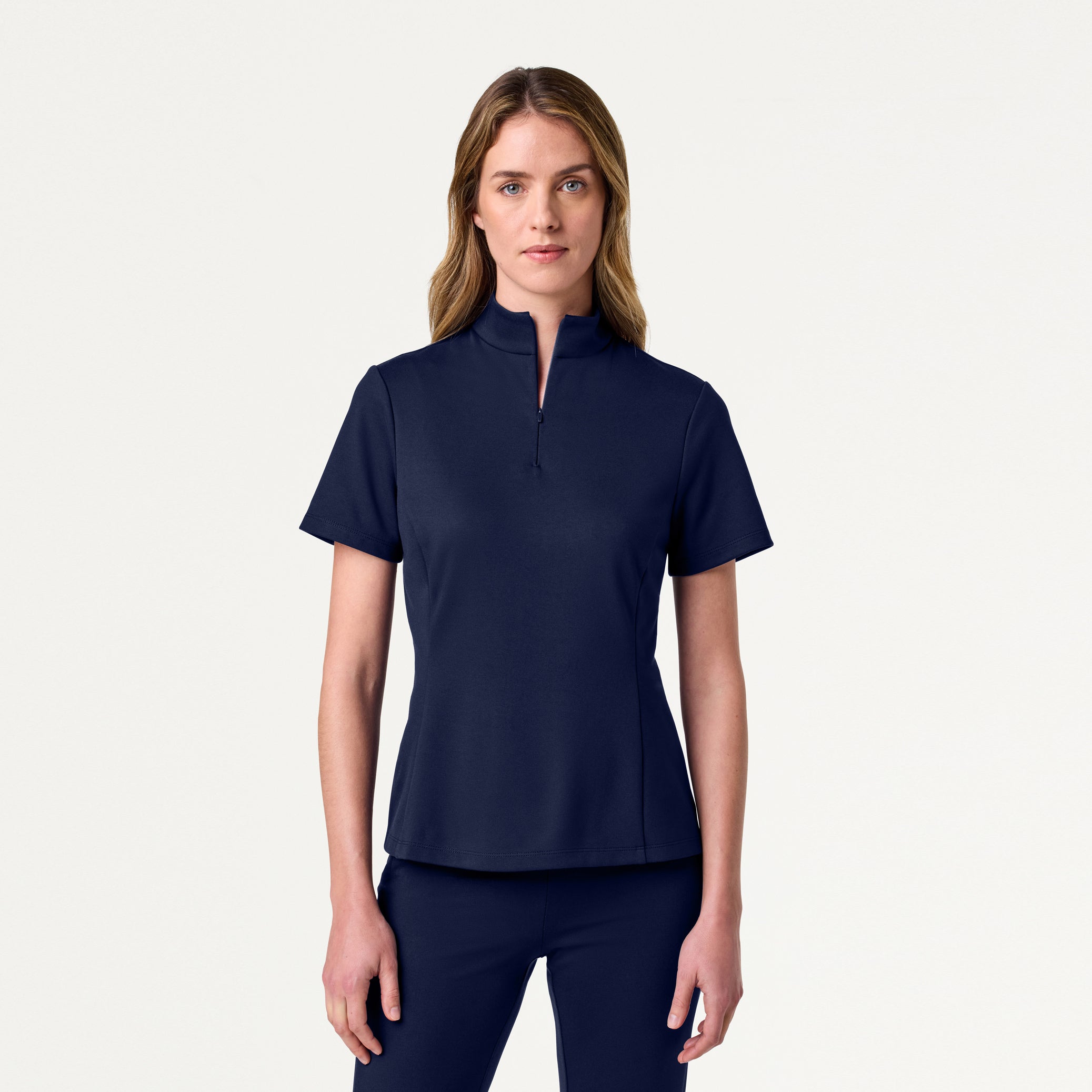 Astra Slim Half-Zip UltraSOFT™ Scrub Top - Midnight Navy