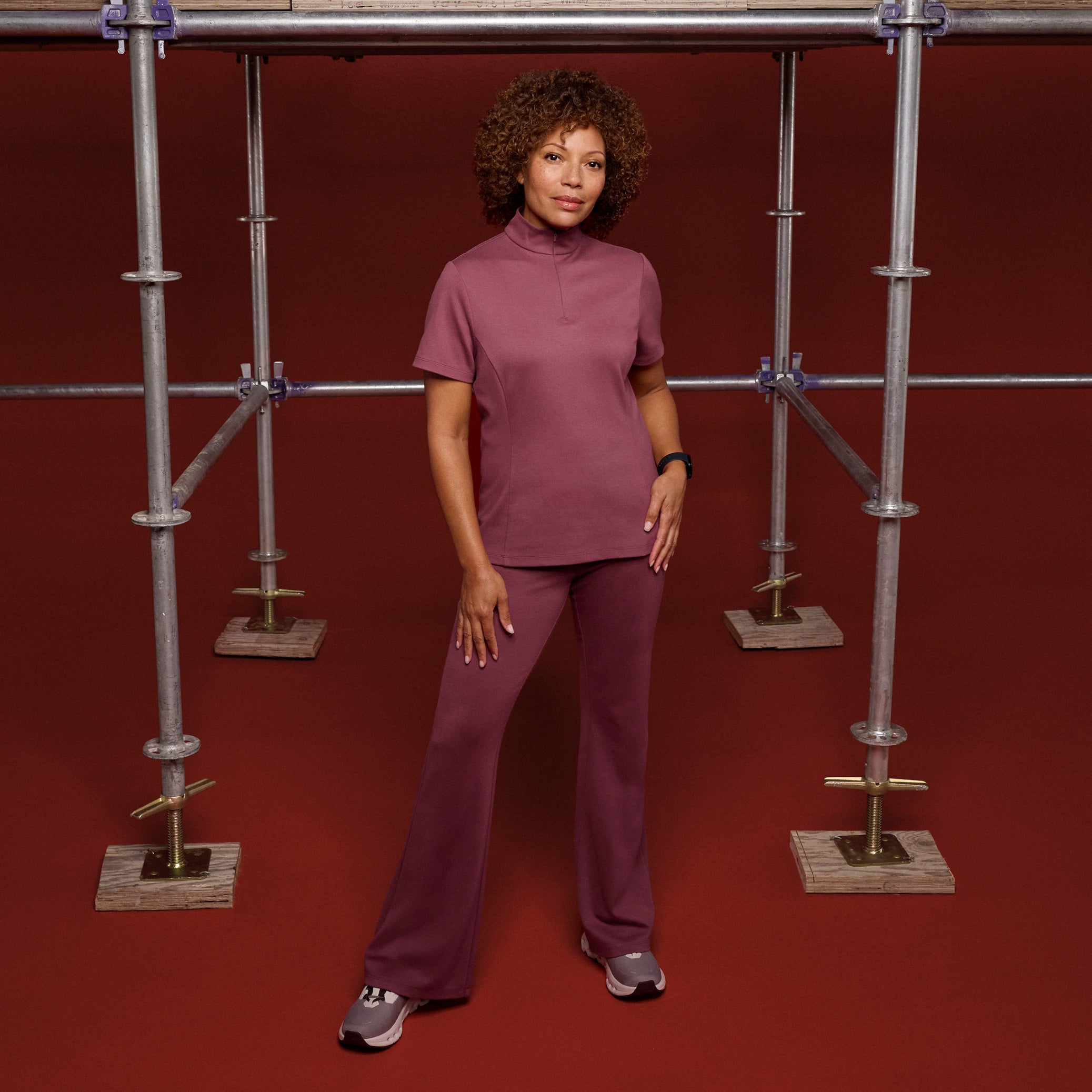 Lina UltraSOFT™ Yoga Flare Scrub Pant - Rosewood