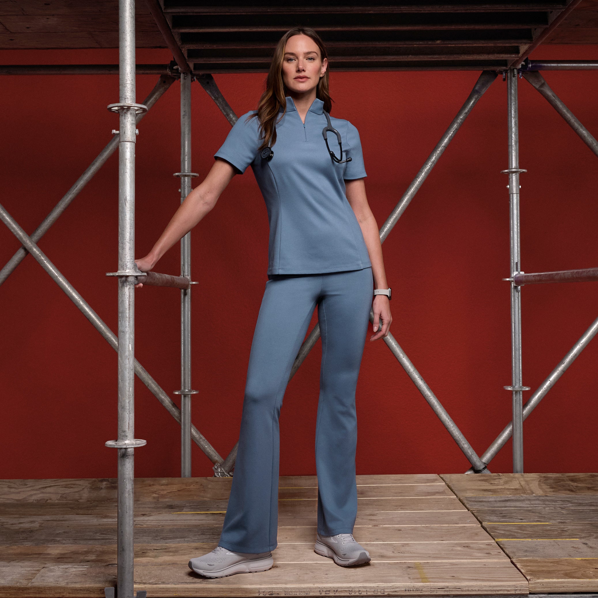 Lina UltraSOFT™ Yoga Flare Scrub Pant - Storm Blue