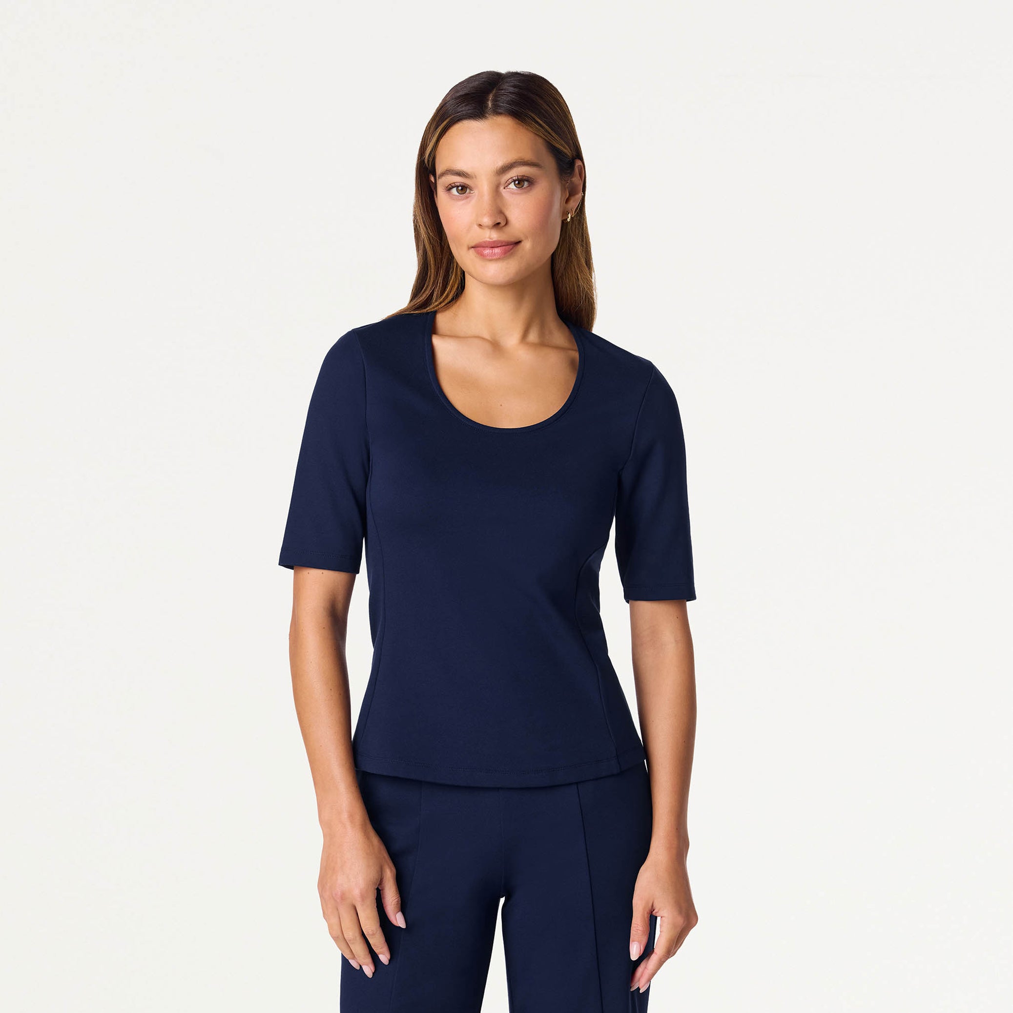 Cora U-Neck UltraSOFT™ Scrub Top - Midnight Navy